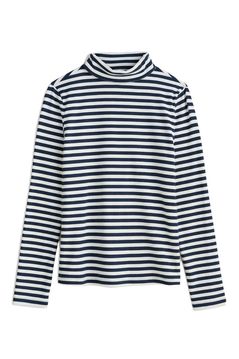 Hazel Stripe Cotton Turtleneck, Main, color, MINI CORNISH MARITIME CHALK