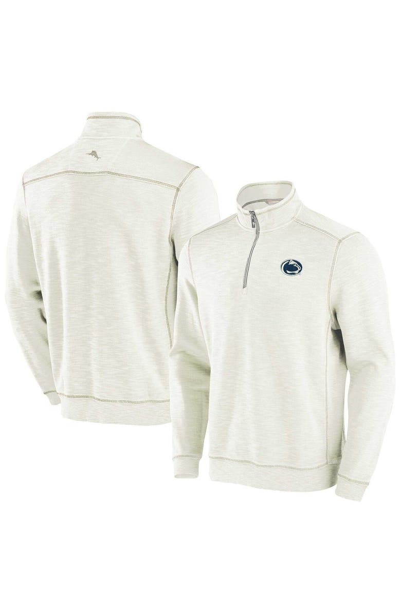 Tommy Bahama Men's Tommy Bahama Cream Penn State Nittany Lions Tobago Bay Half-Zip Tri-Blend Top, Main, color, 