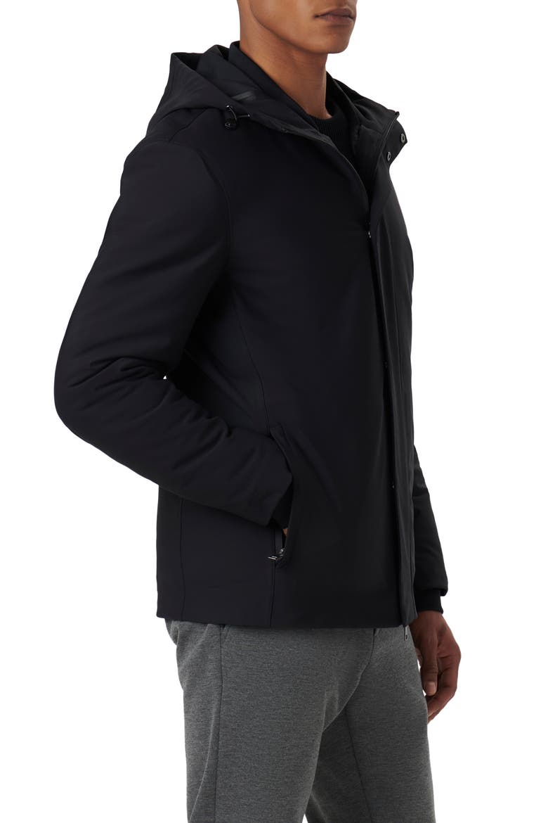 Full Zip Hooded Bomber Jacket, Alternate, color, CAVIAR