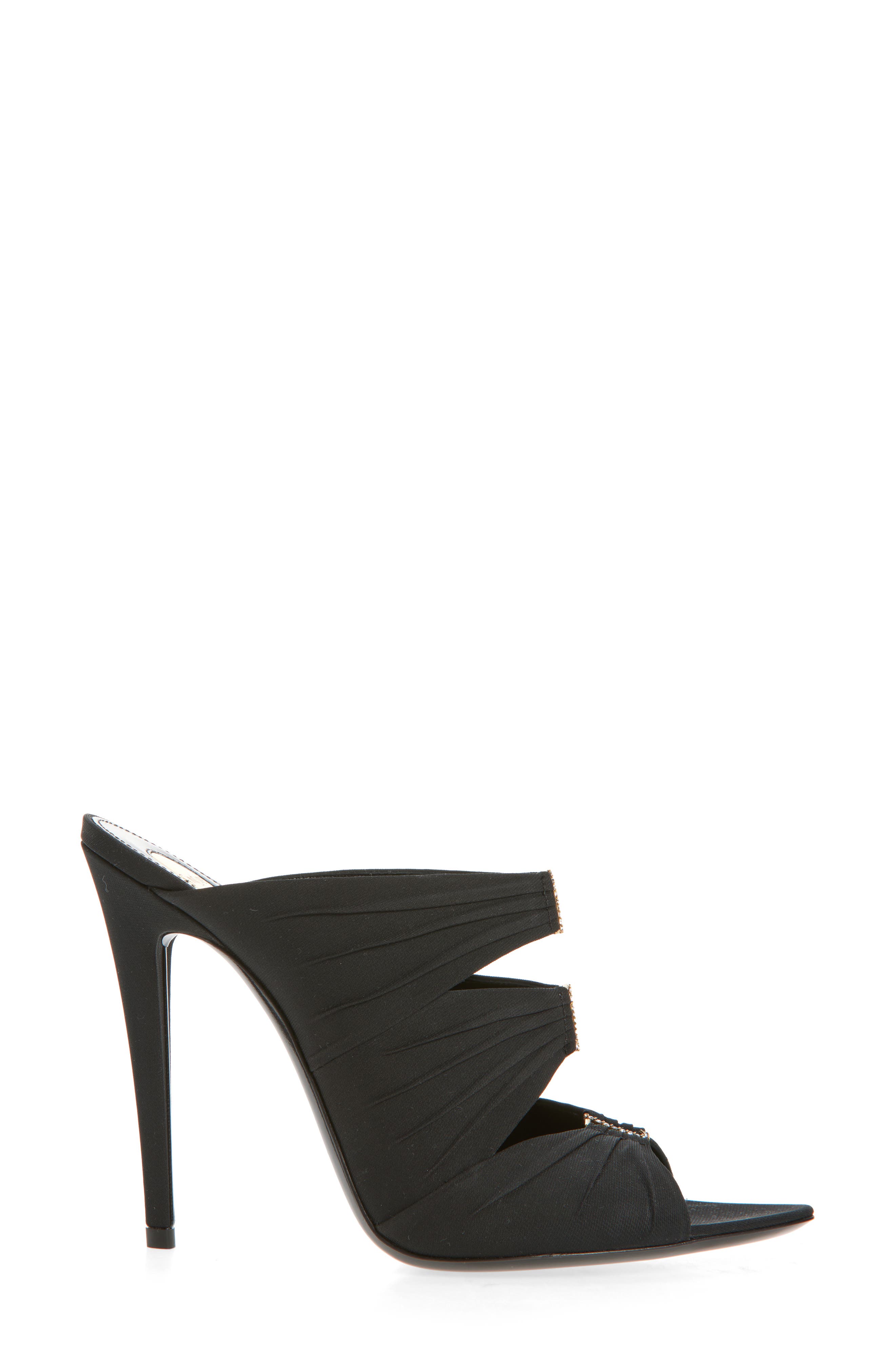 Saint Laurent Emilie Strass Logo Slide Sandal, Alternate, color, Black