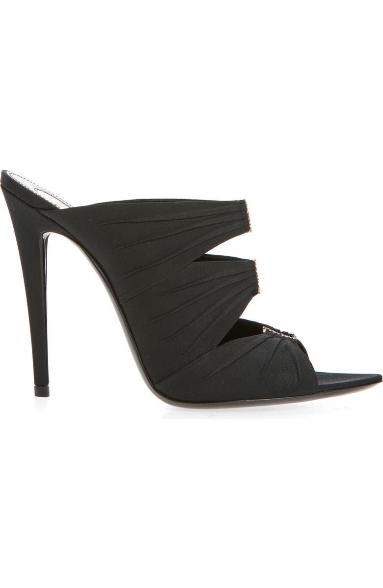 Saint Laurent Emilie Strass Logo Slide Sandal, Alternate, color, Black