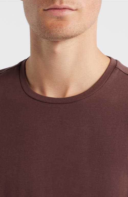 Open Edit Crewneck Stretch Cotton T-shirt In Brown