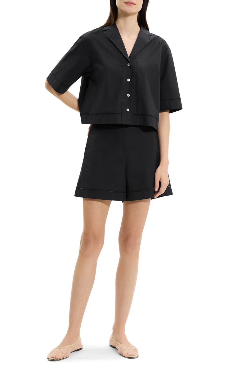 Theory Lattice Inset Stretch Cotton Shorts, Alternate, color,