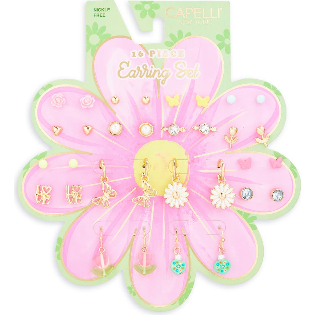 CAPELLI NEW YORK CAPELLI NEW YORK KIDS' SET OF 16 ASSORTED SPRING EARRINGS