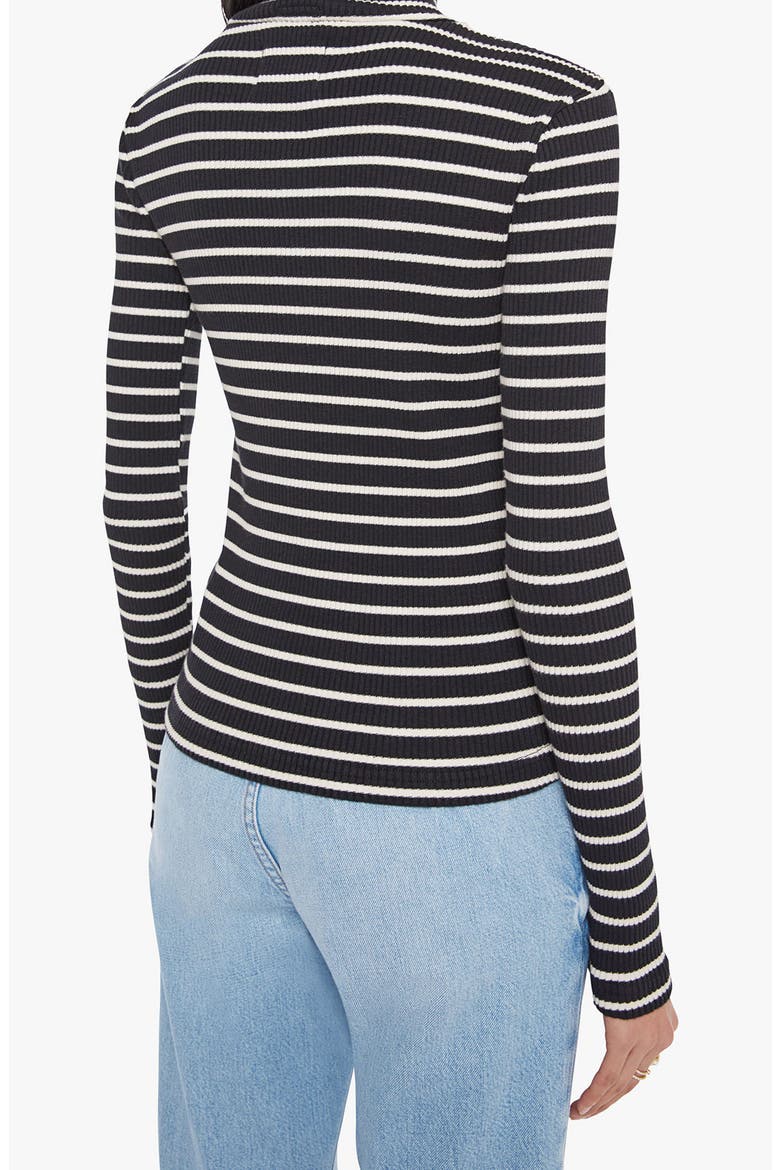 The Long Sleeve Hickey Mock Neck Top, Alternate, color, BLACK AND WHITE STRIPE