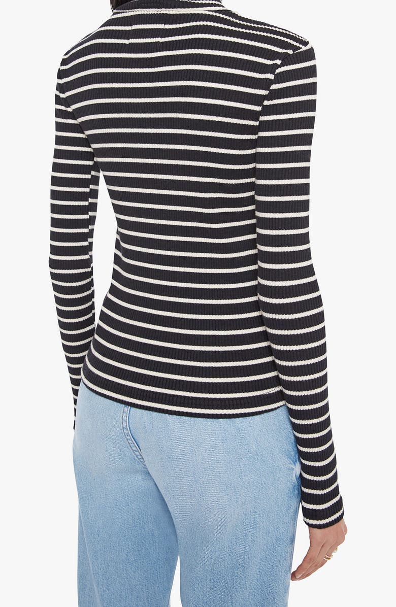 MOTHER The Long Sleeve Hickey Mock Neck Top, Alternate, color, Black And White Stripe