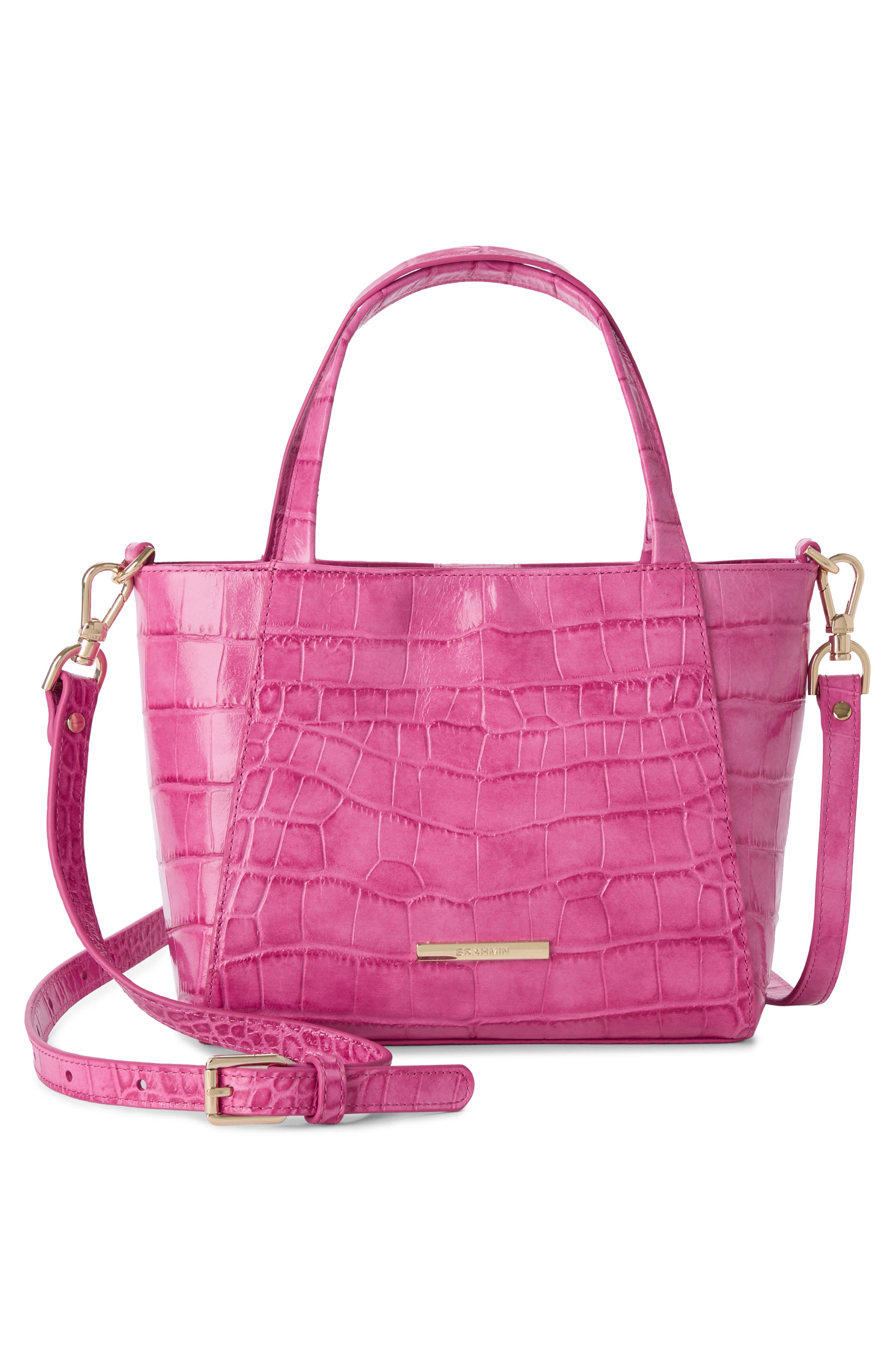 Brahmin Small Mona Croc Embossed Leather Top Handle Bag, Alternate, color, 