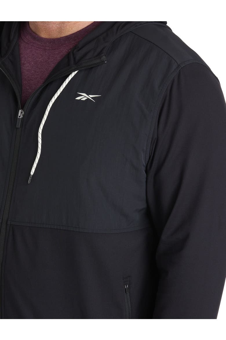 Big & Tall 365 Mixed Media Performance Hoodie, Alternate, color, BLACK SOLID