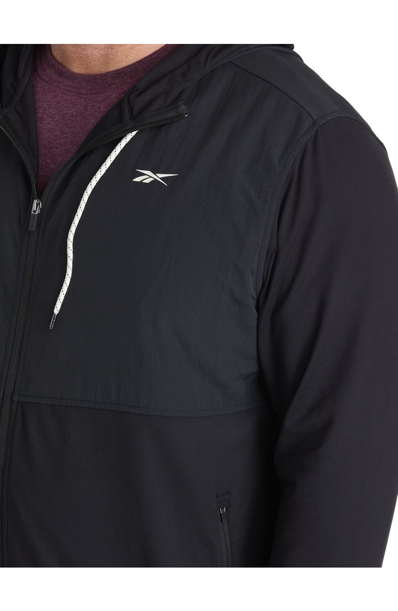 Reebok Big & Tall 365 Mixed Media Performance Hoodie, Alternate, color, Black Solid