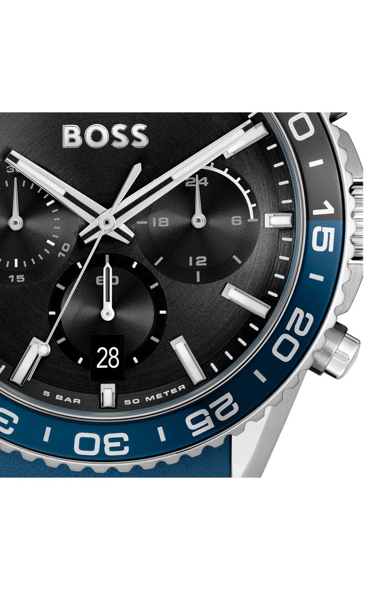 BOSS Runner Chronograph Silicone Strap Watch, 44mm, Alternate, color, 
