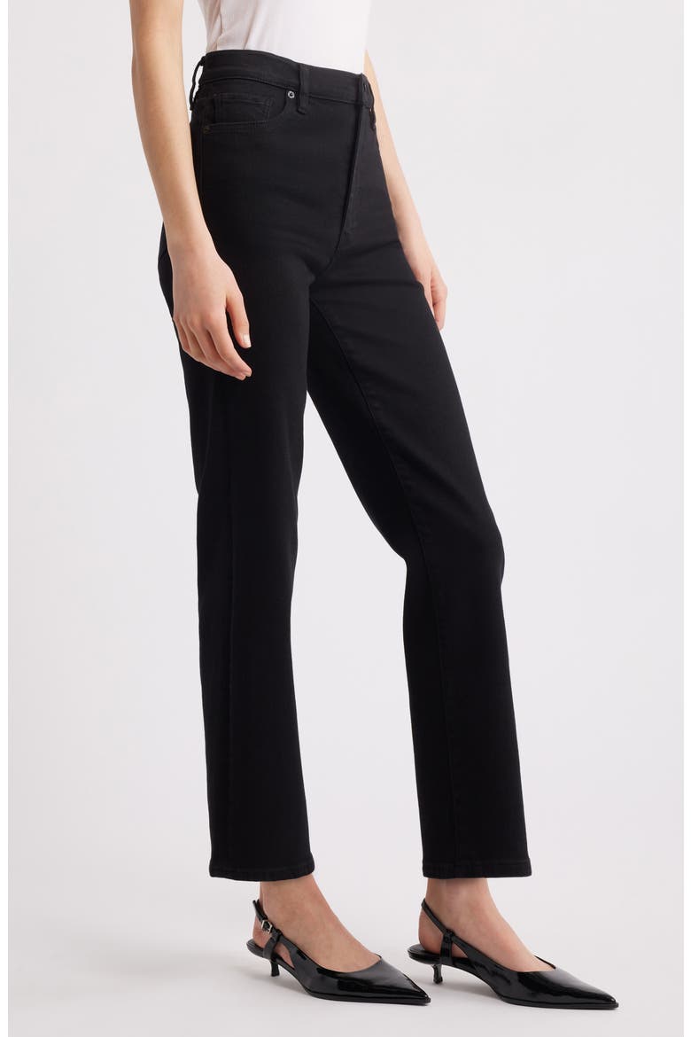 Le Sleek High Waist Ankle Straight Leg Jeans, Alternate, color, BLACK