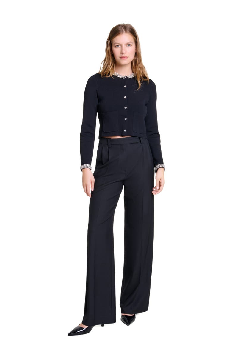 maje Cardigan with rhinestone trim, Main, color,