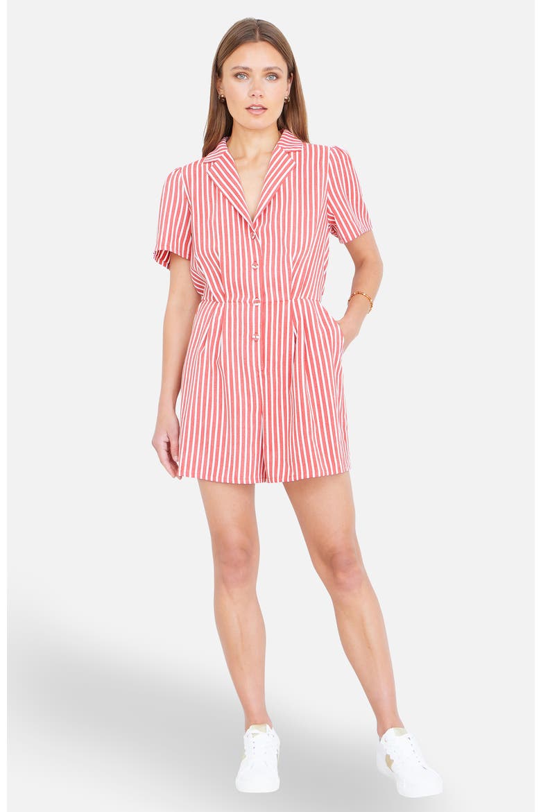 Stripe Retro Playsuit, Main, color, Red