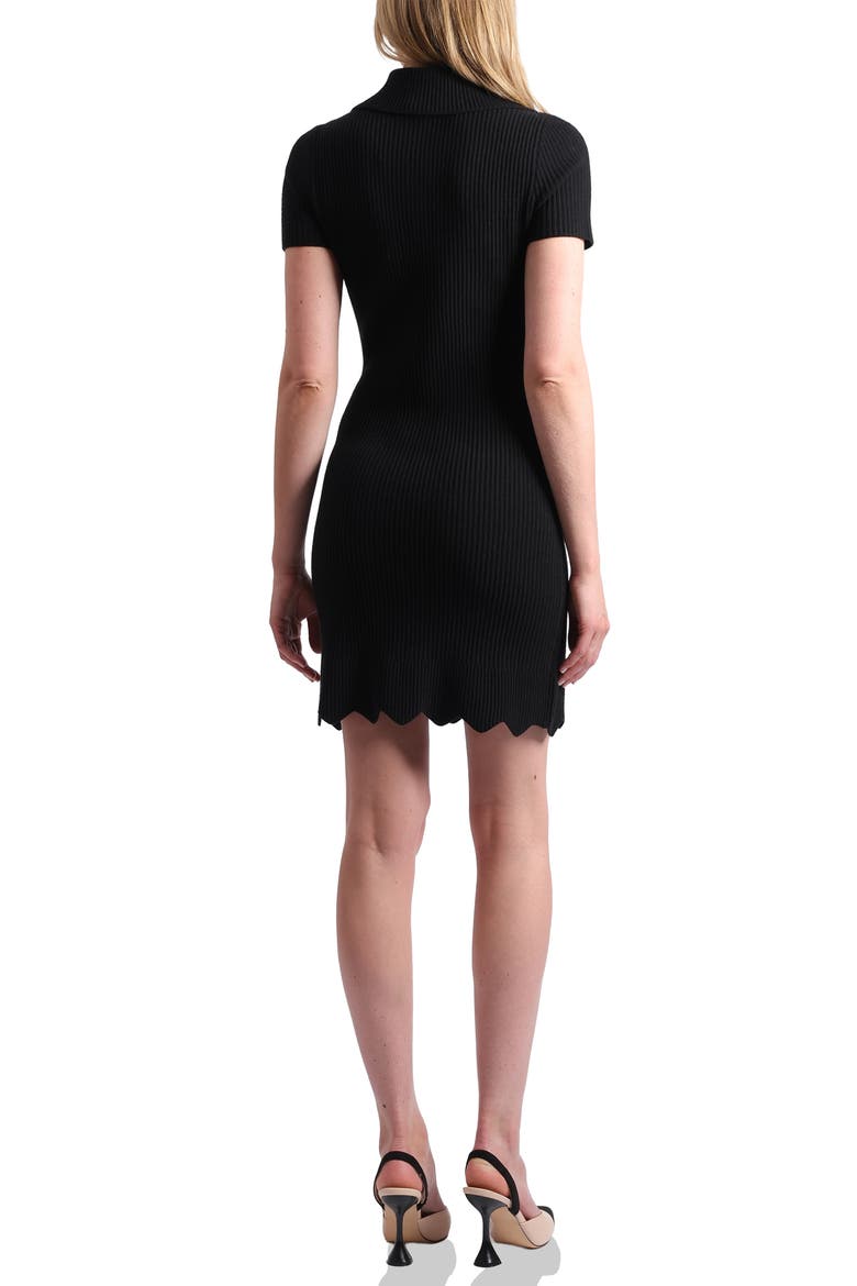 Rib Knit Polo Minidress, Alternate, color, BLACK/ CREAM