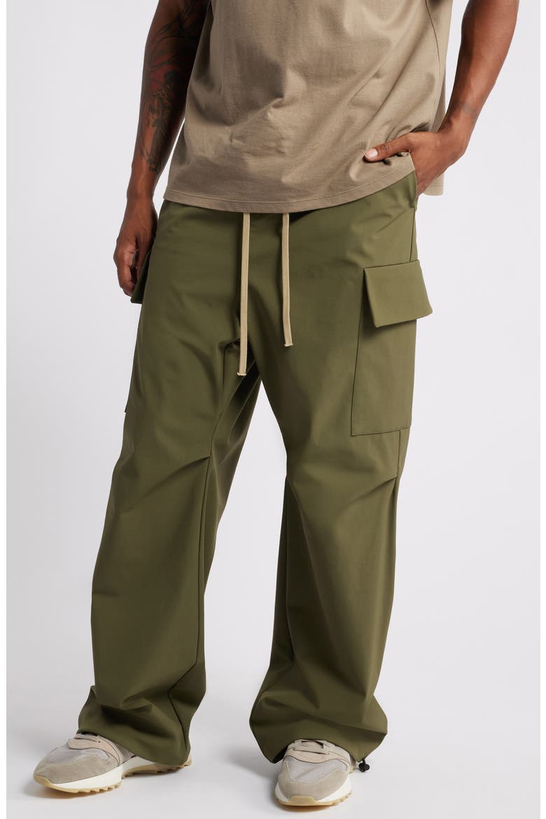 Bonded Nylon Blend Cargo Drawstring Field Pants, Main, color, MILITARY