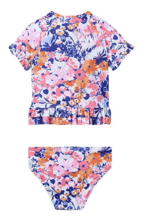 Janie And Jack Girls Short Sleeve Floral Rashguard Swim In Multi