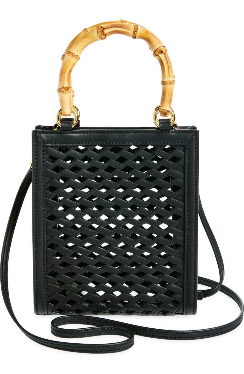 Veronica Beard Small Bamboo Woven Leather Shopper, Alternate, color,