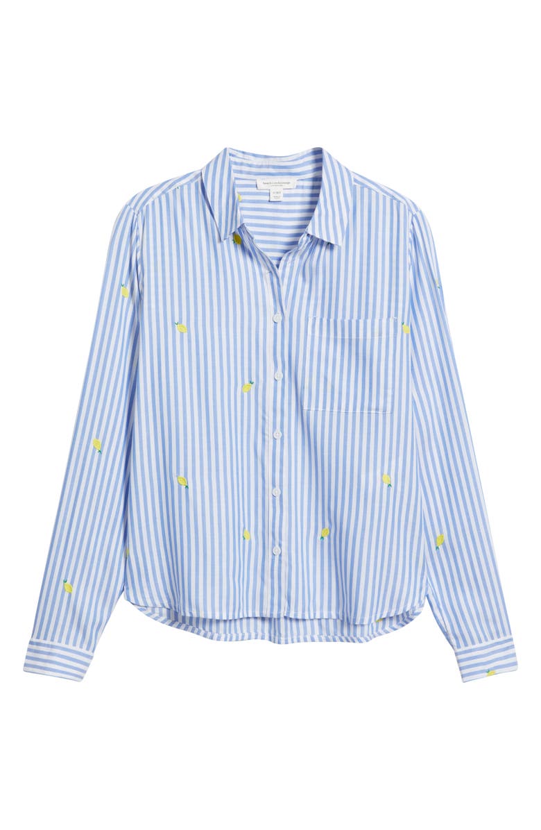 beachlunchlounge Caitlin Embroidered Shirt, Alternate, color, Lemon Sqeeze