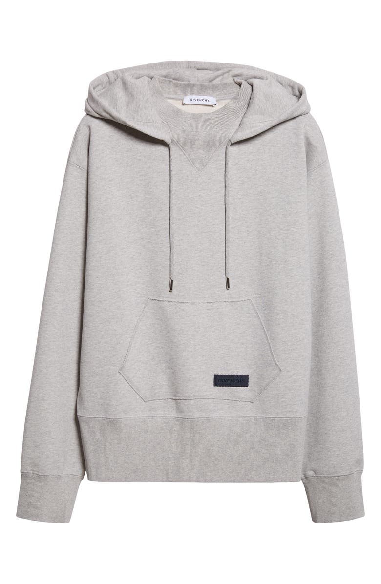 Givenchy Logo Patch Double Collar Fleece Hoodie, Alternate, color, Light Grey Melange