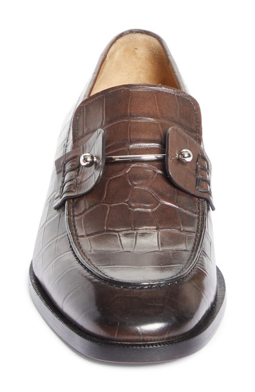 Christian Louboutin Chambelimoc Croc Embossed Loafer In Brown