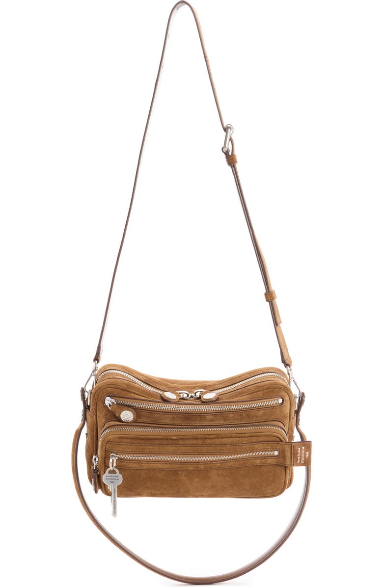 Acne Studios Camero Party Suede Shoulder Bag, Alternate, color, Cognac Brown