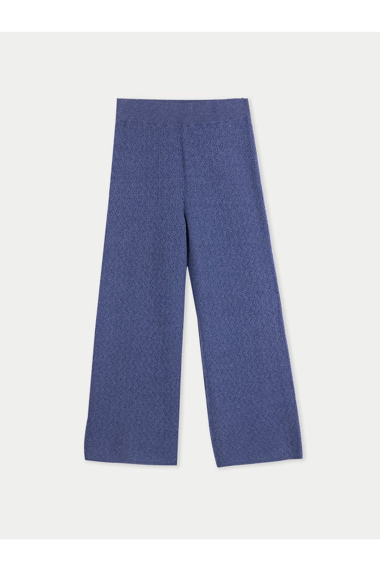 Wide-Leg Ajour Knit Cashmere Pants, Main, color, crown blue