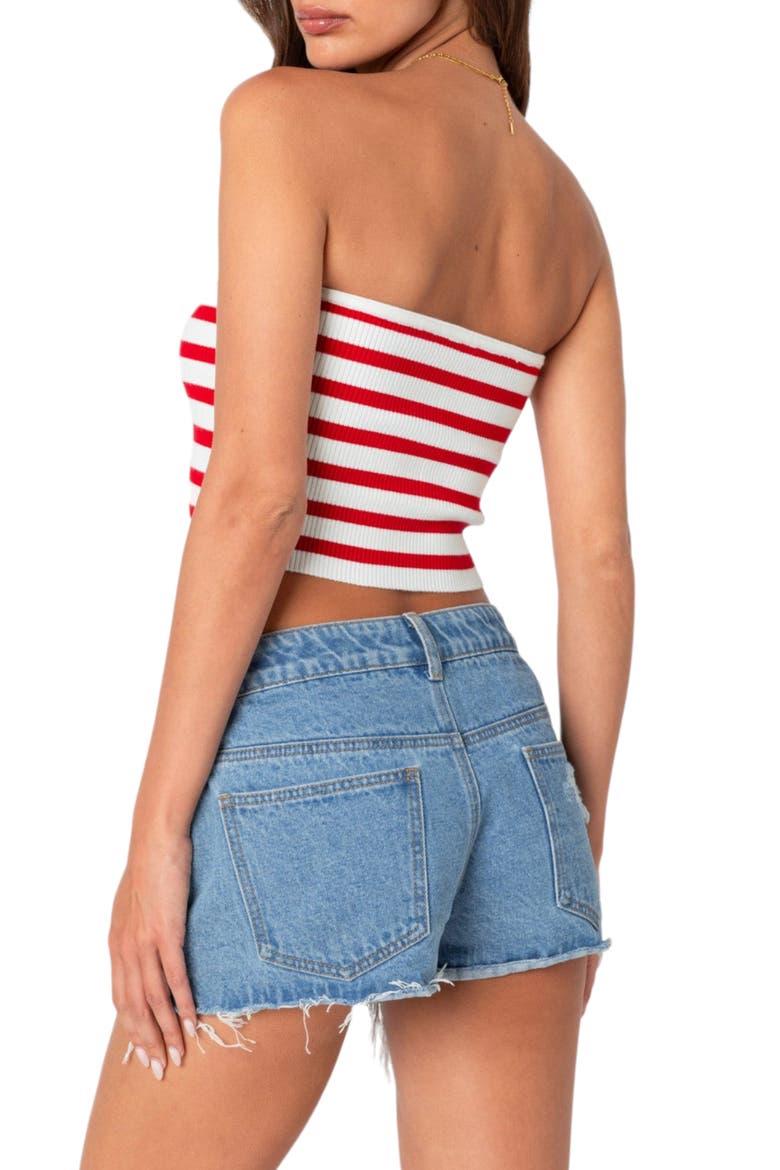 Lexi Stripe Rib Tube Top, Alternate, color, RED