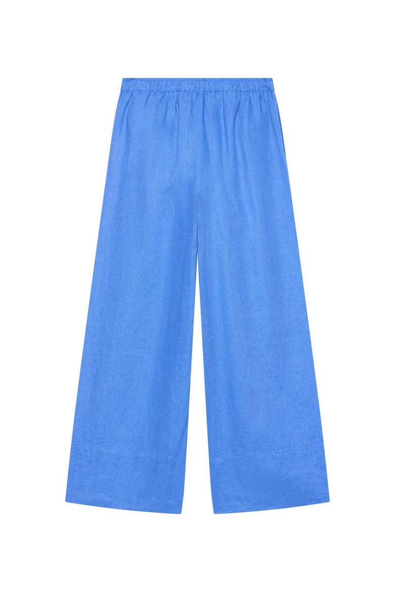 Linen Drawstring Wide Leg Trousers, Alternate, color, Blue