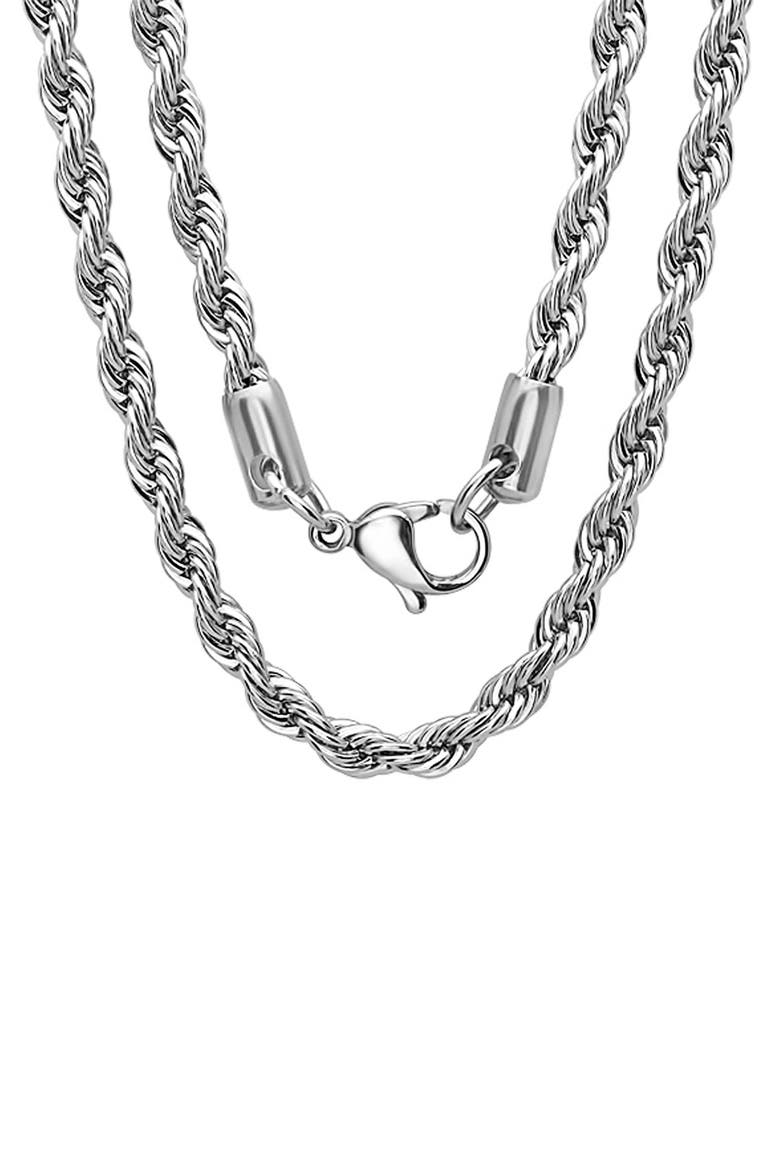 Men's Stainless Steel Rope Chain Necklace, Main, color, SILVER