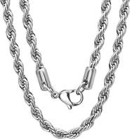 STEELTIME Men's Stainless Steel Rope Chain Necklace