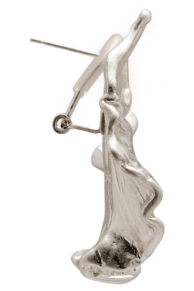 Iris Leaf Clip-On Earrings, Alternate, color, ANTIQUE SILVER