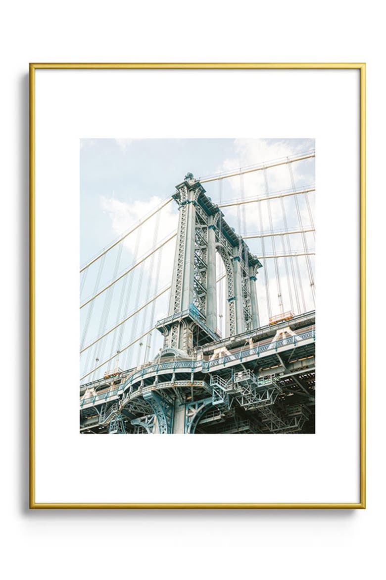Manhattan Bridge New York City Framed Art Print, Main, color, GOLDEN TONES
