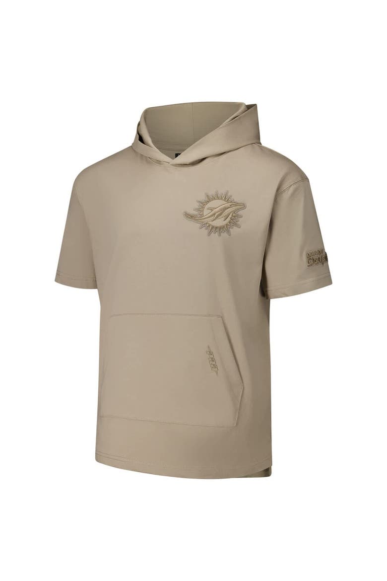 Men's Pro Standard Tan Miami Dolphins Neutrals Capsule Short Sleeve Pullover Hoodie, Alternate, color, Tan