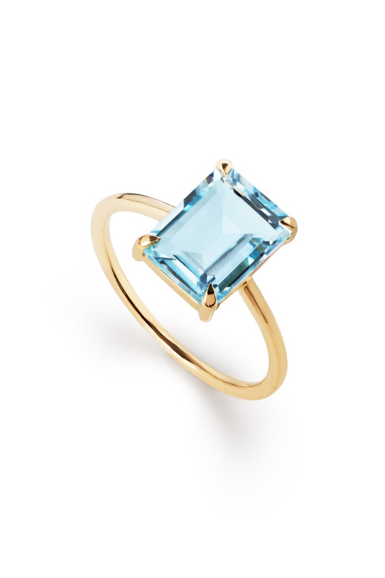 Solid Yellow Gold - Blue Topaz Spritz Ring, Main, color, Blue