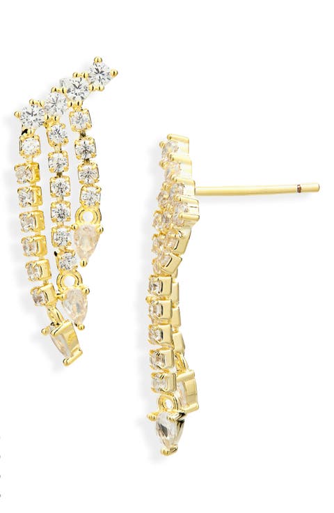 Cubic Zirconia Dangle Crawler Earrings