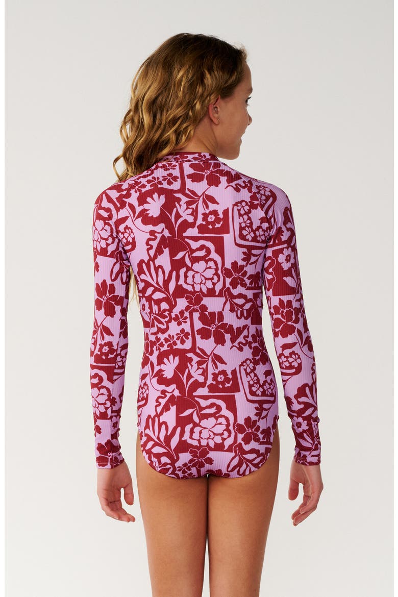 Kids' Pacific Coast Long Sleeve One-Piece Rashguard Swimsuit, Alternate, color, LILAC
