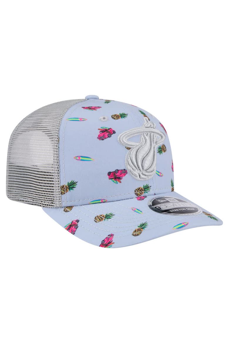 Men's New Era Light Blue/Gray Miami Heat Adventure Aloha Pattern 9SEVENTY Stretch-Snap Hat, Alternate, color, Light Blue