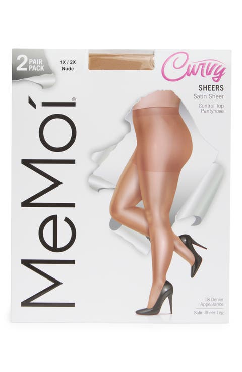 2-Pack Satin Sheer Tights (Plus)