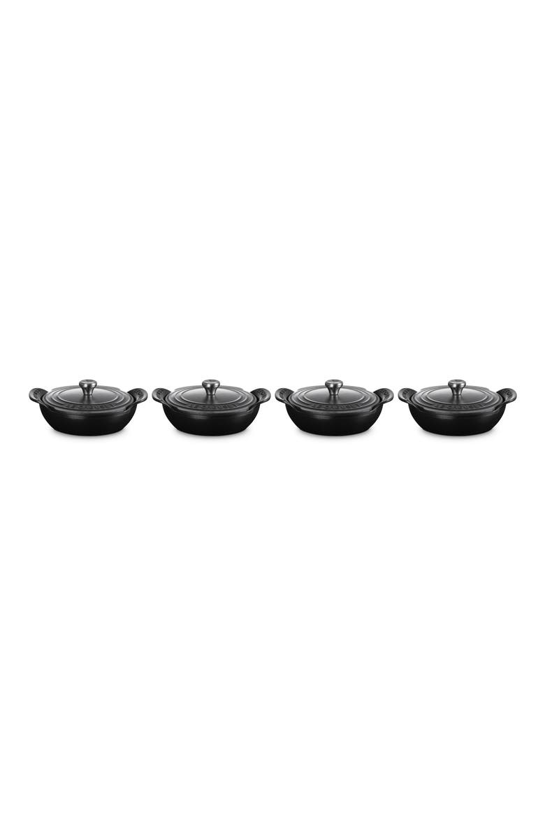 Gourmand Set of 4 1/3-Quart Enamel Cast Iron Braiser with Lid, Main, color, MATTE BLACK
