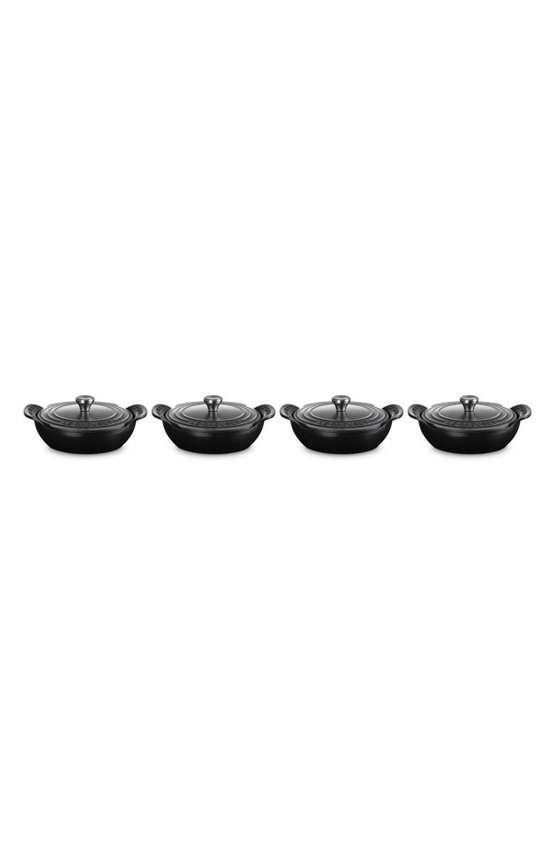 Le Creuset Gourmand Set of 4 1/3-Quart Enamel Cast Iron Braiser with Lid, Main, color, Matte Black
