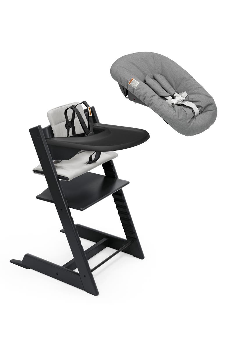 Stokke Tripp Trapp<sup>®</sup> Highchair², Cushion, Newborn Set & Stokke<sup>®</sup> Tray $597 Value, Main, color, Black