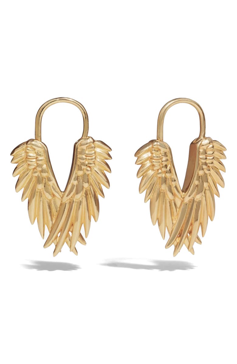 Awe Inspired Wing Huggie Earrings, Main, color, 14K Gold Vermeil