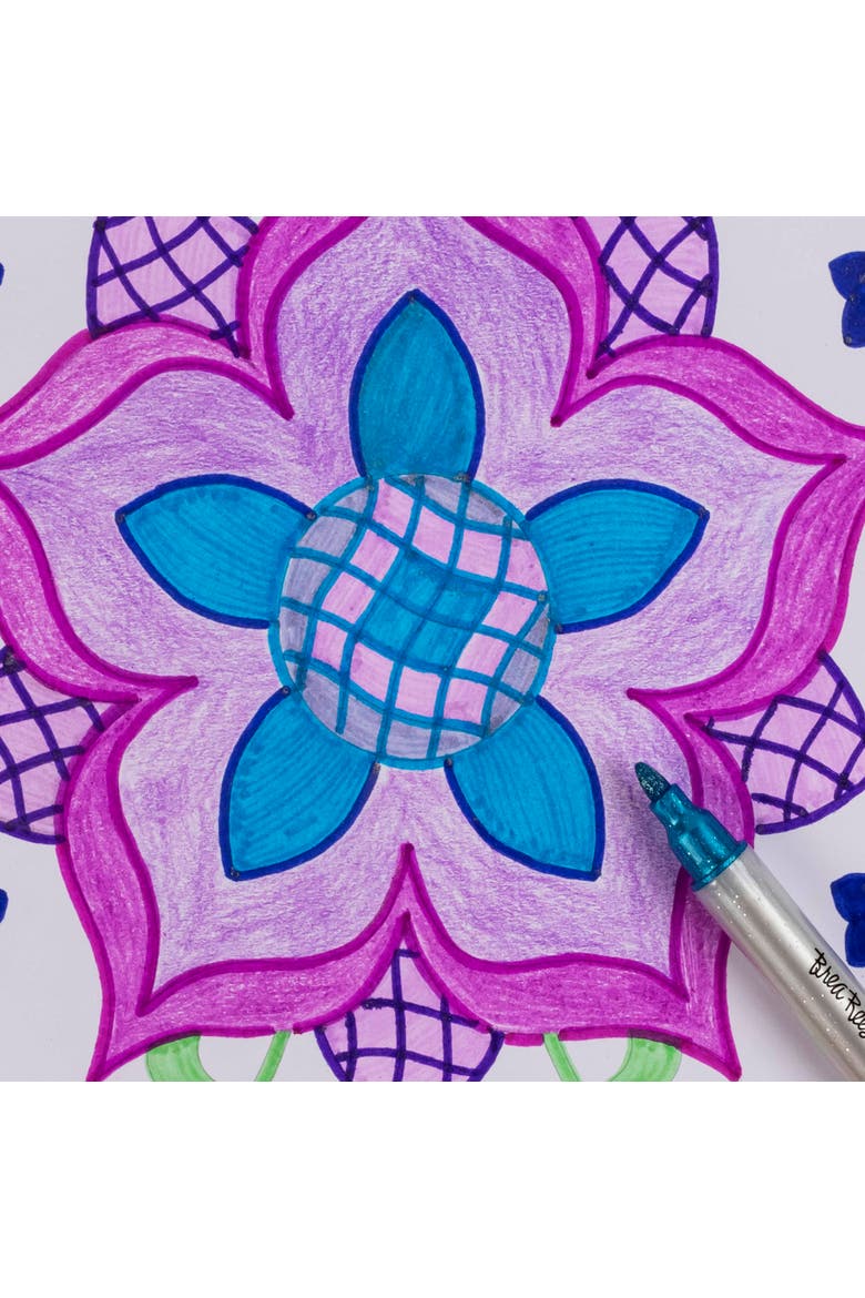 Mixed Media Coloring Pad, Tile, 24 Shaped Sheets, Alternate, color, Multicolored