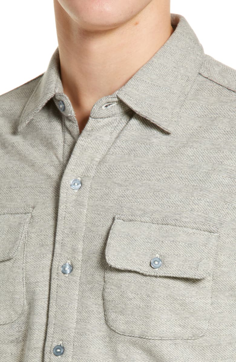 The Normal Brand Textured Knit Long Sleeve Button-Up Shirt, Alternate, color, Graphite