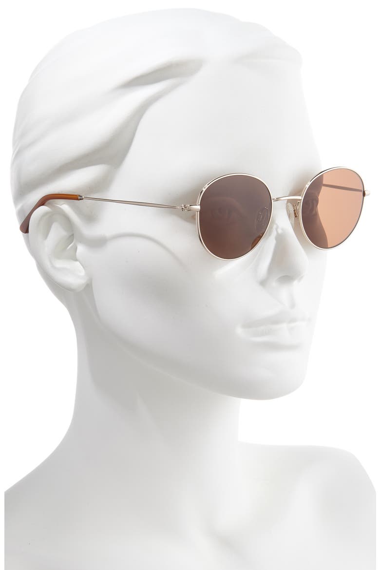 Ozzy 47mm Round Metal Sunglasses, Alternate, color, GOLD/ BROWN