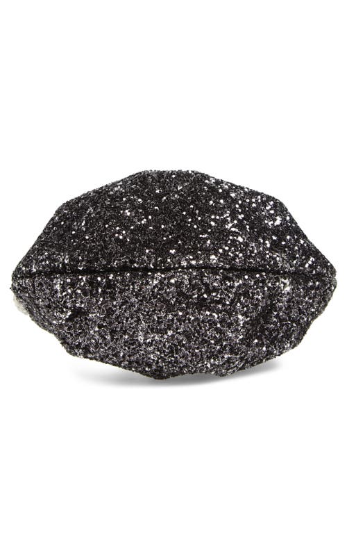 L'alingi Micro Eternity Glitter Satin Crystal Top Handle Bag In Black