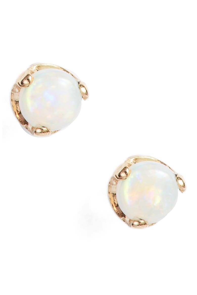 Opal Stud Earrings, Main, color, YELLOW GOLD/ OPAL
