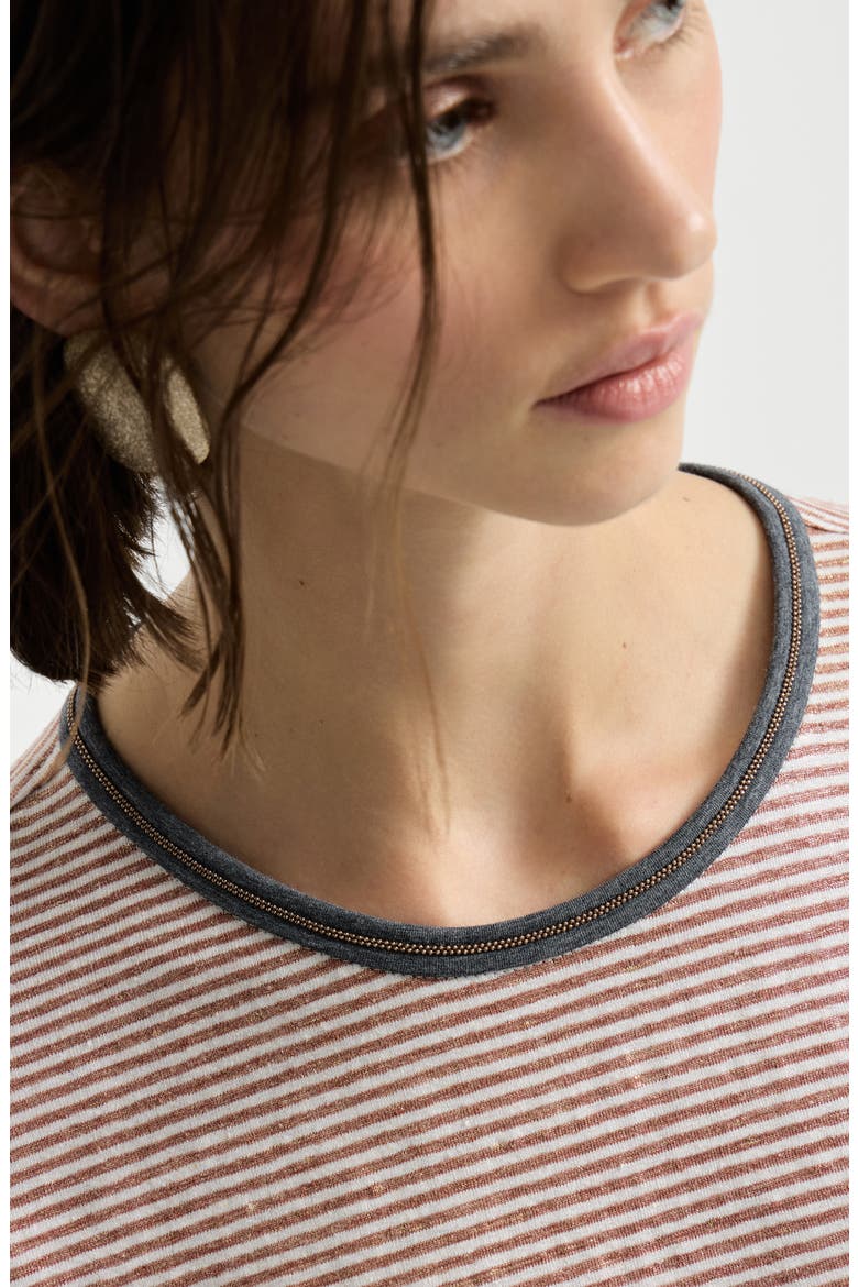 Striped jersey T-shirt, Alternate, color, Orange