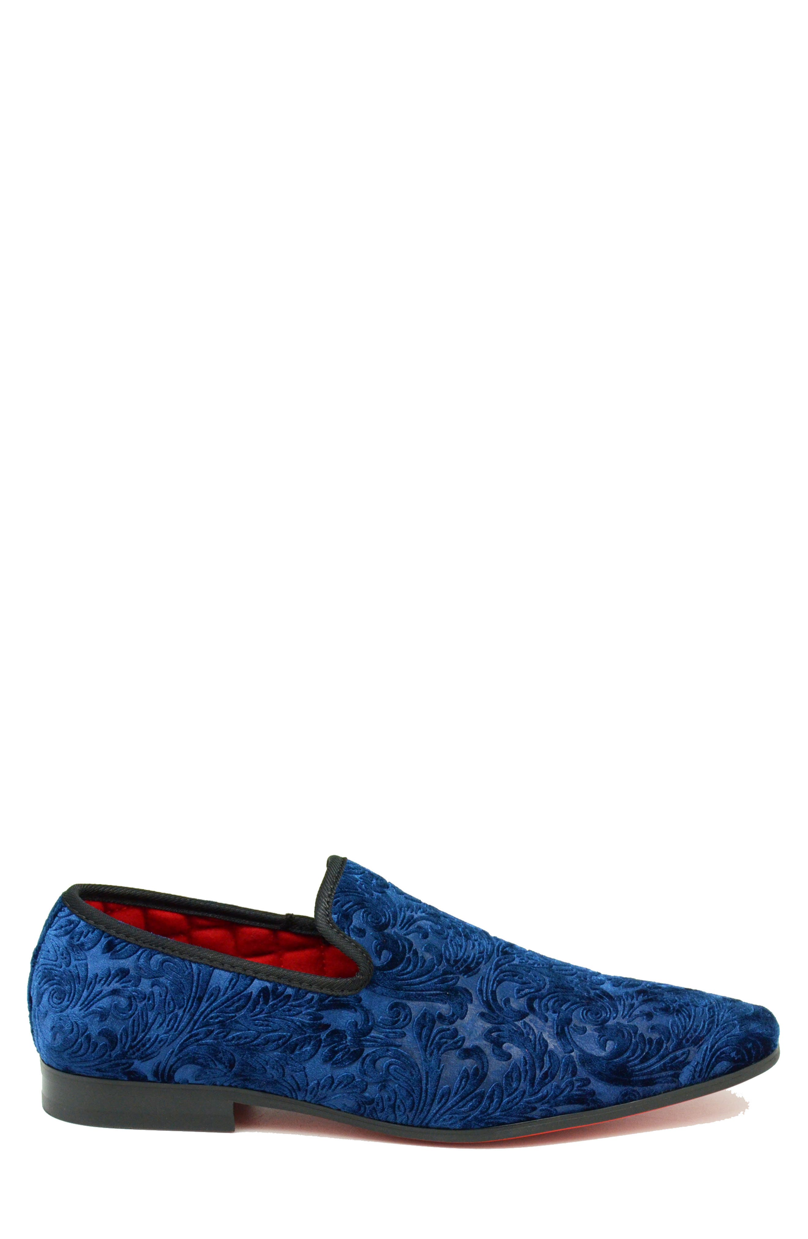 La Milano Broderick Velvet Loafer, Alternate, color, Navy
