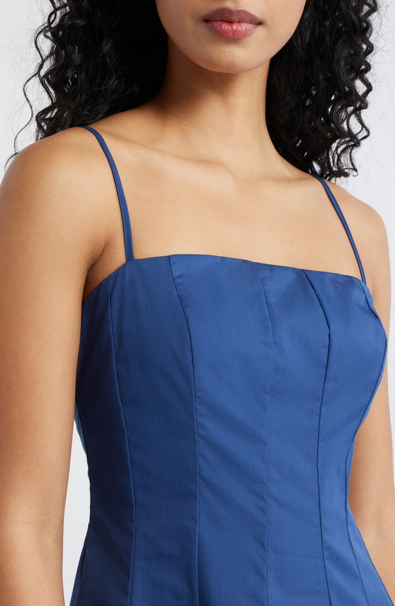 Lulus Blaise Cotton Blend Mini Skater Dress, Alternate, color, Navy